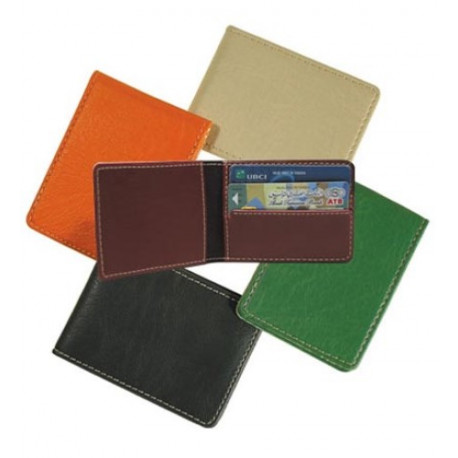 Porte cartes bancaires asymétrique simili cuir avec barrière RFID